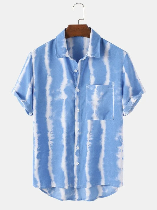 Blue Cloudy Half Sleeves Men’s Shirt