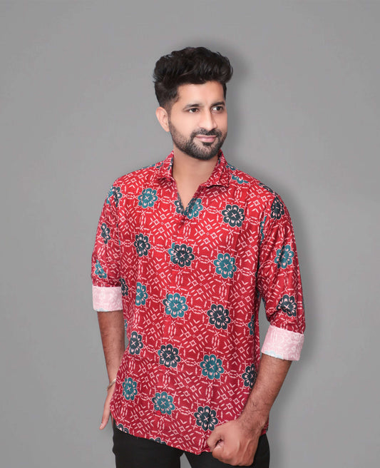 Classic Red Color Pushpa Style Shirt