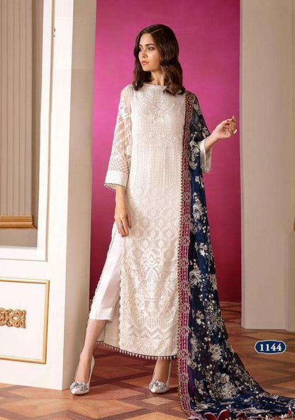 White Baroque Casual Wear Pakistani Style Dress 1144