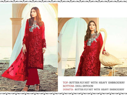 Red Color Butterfly Net Heavy Embroidered Designer Party Wear Pakistani Style Suit