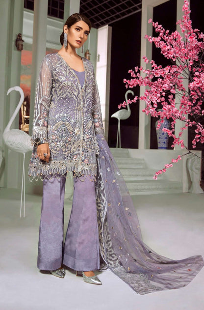 Purple Color Butterfly Net Heavy Embroidered Designer Party Wear Pakistani Style Suit