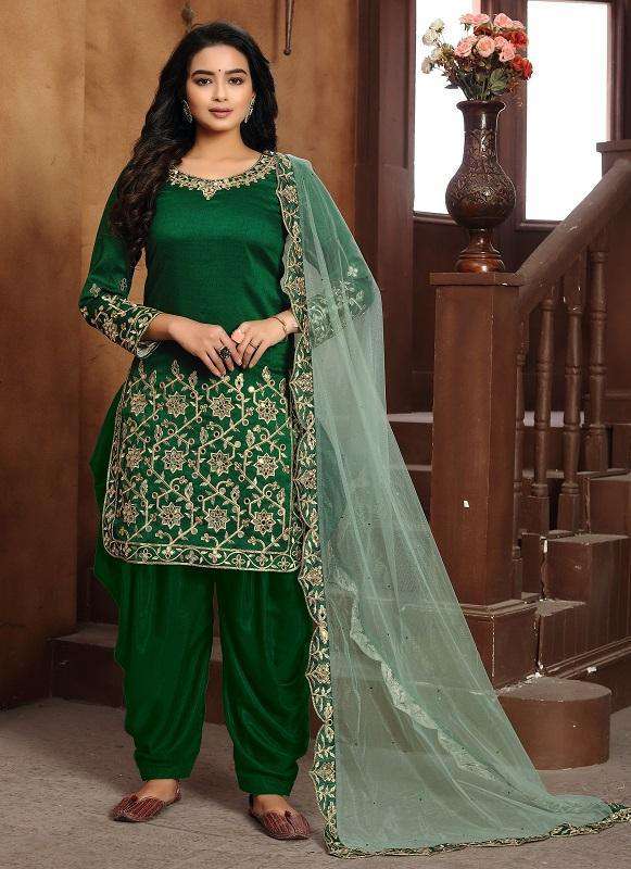 Green Color Hit Original Pakistani Style Festive Party Wear Salawar Kameez
