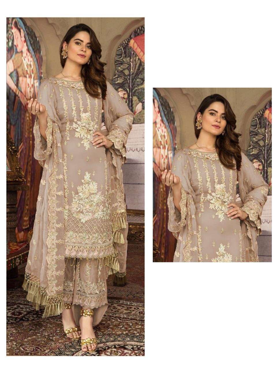 Light Brown Coloured Pakistani Style Designer Suit 55004C