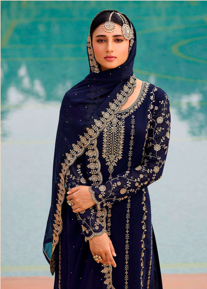 Midnight Blue Sharara Pakistani Style Dress