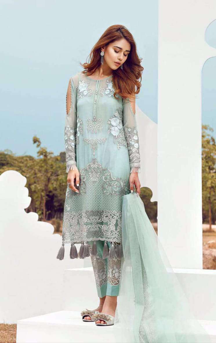 Sky Blue Embroidered Casual Wear Collection 8002