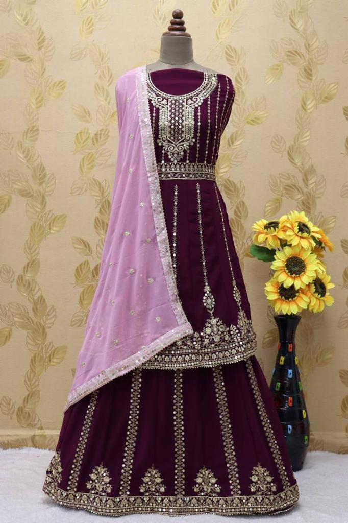 Party Wear Dark Pink Readymade Lehenga Suits For Girls Price Mention Of 8  Pcs Catalog