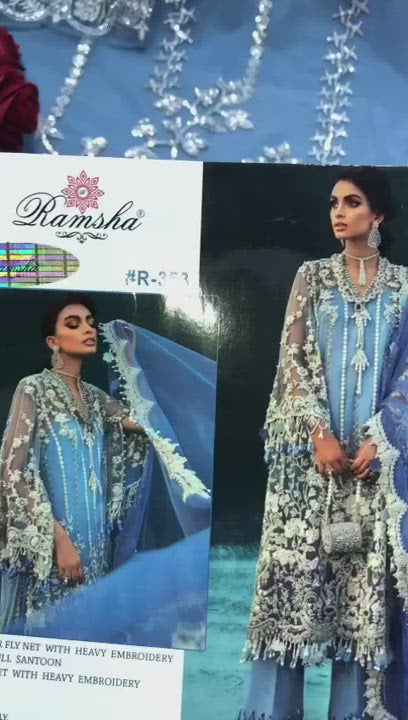 Blue Colour Silver Embroidery Paksitani Style Suits