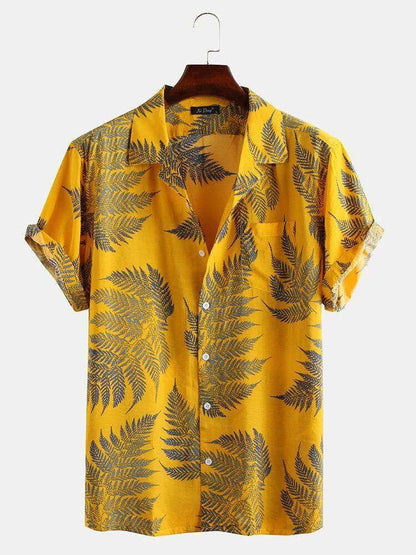 Yellow Leaf Digital Print Shirt