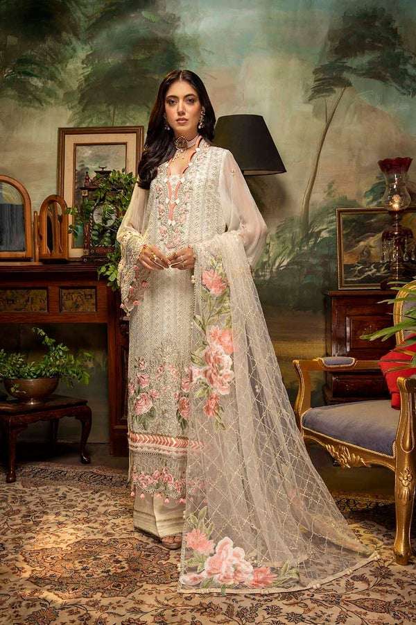 Sepia Beige Schiffli Embroidered Pakistani Style Suit