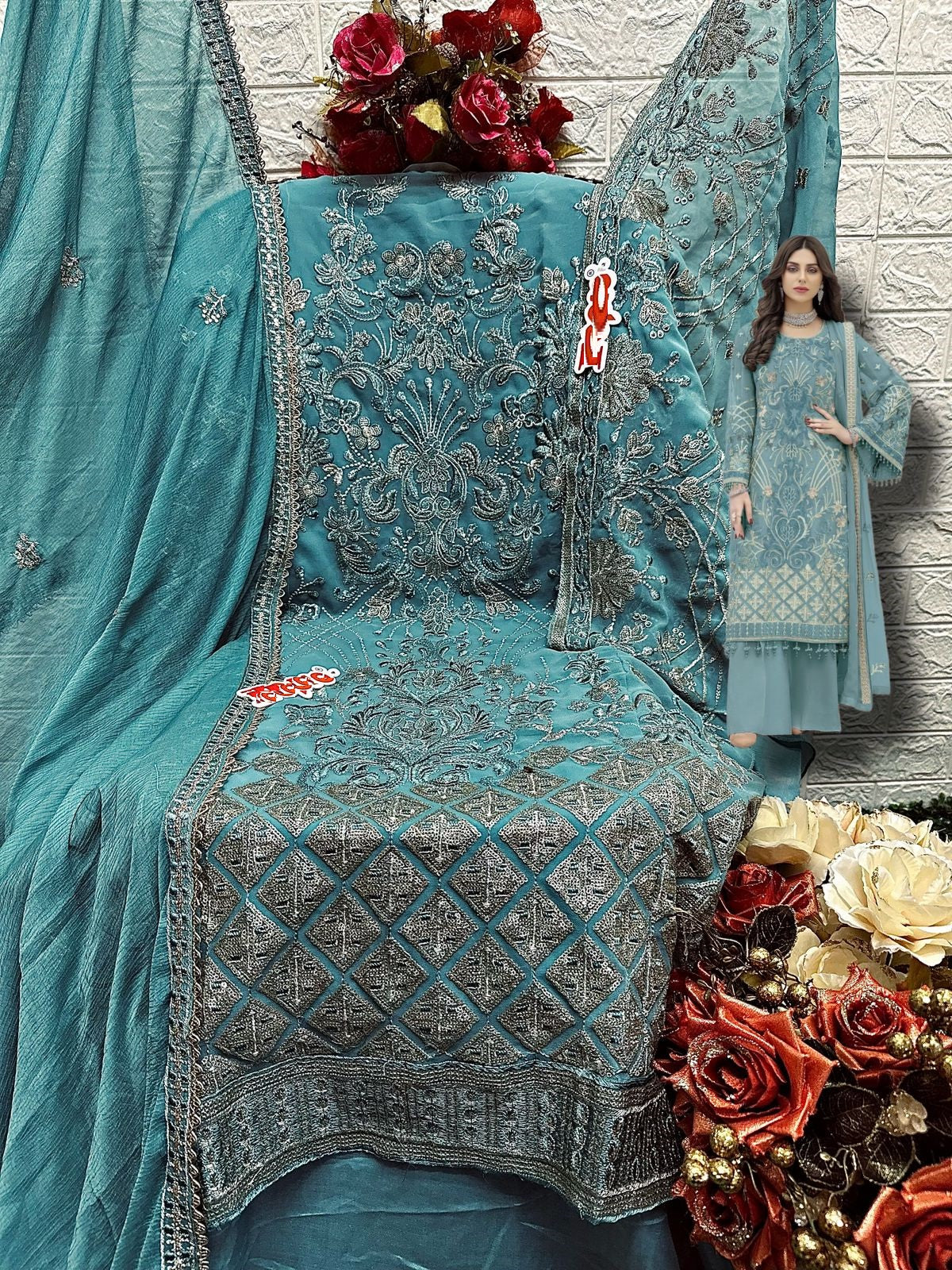 Pure Pakistani Style Plazzo Salawar Kameez - In 4 Colours