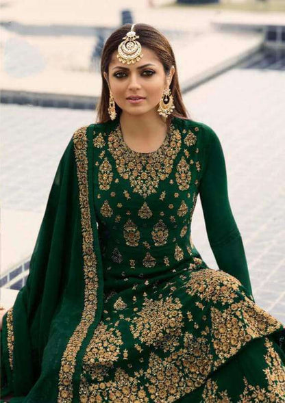 Gorgeous Party Wear Designer Heavy Faux Georgette Lehenga Style Suit 3805 Green