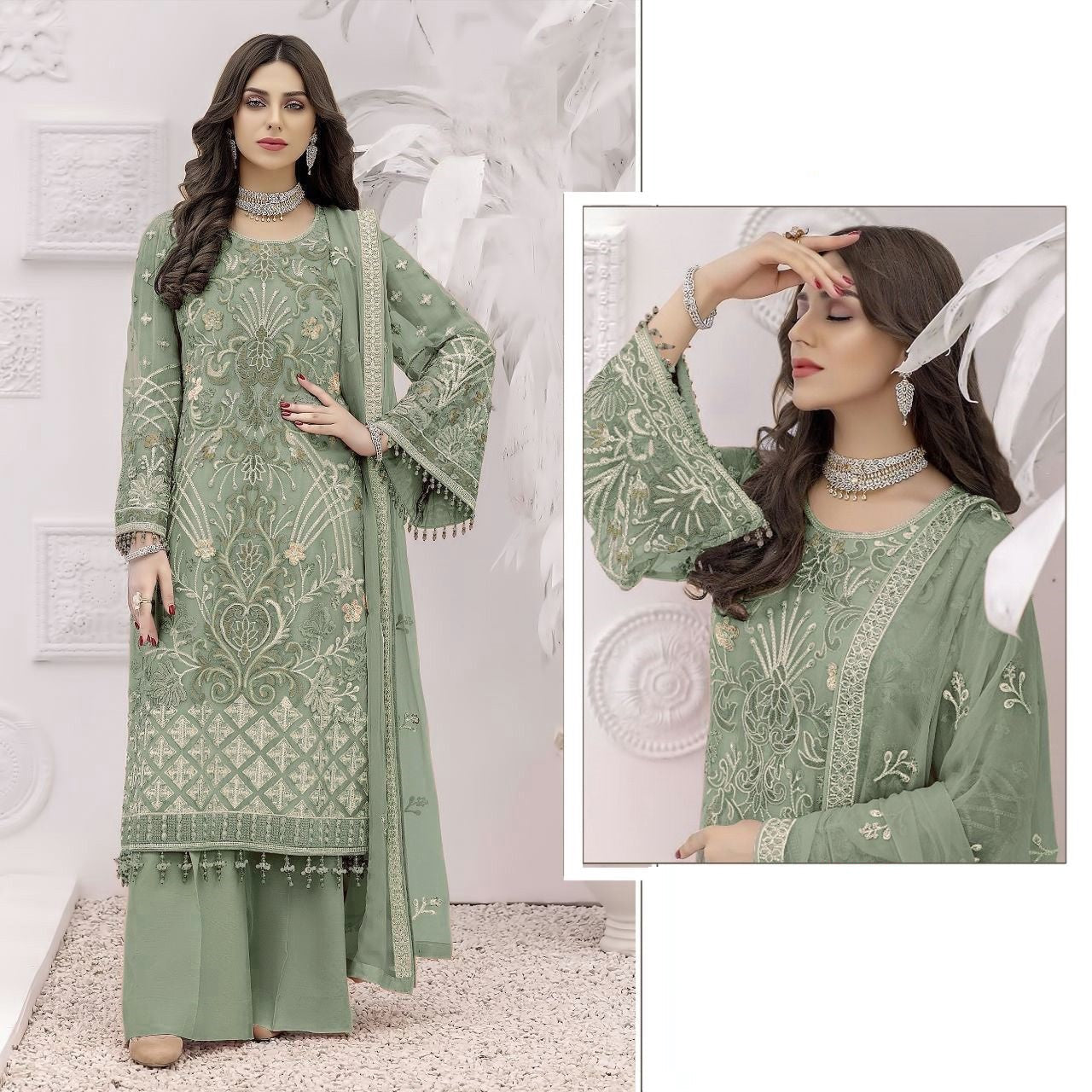 Pure Pakistani Style Plazzo Salawar Kameez - In 4 Colours