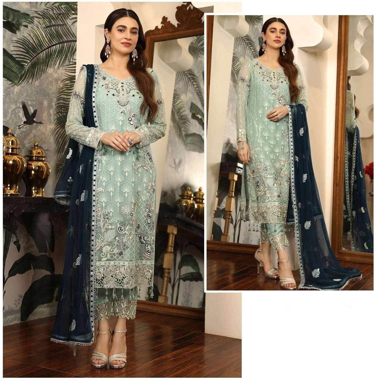 Georgette Heavy Embroidered Elegant Pakistani Style Dress