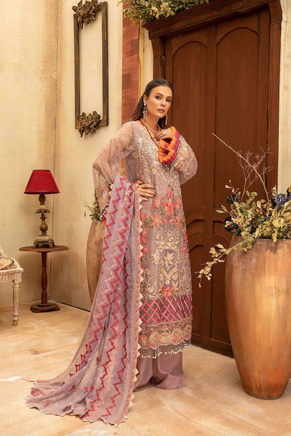 Lavender Long Embroidered Party Wear Style Suit