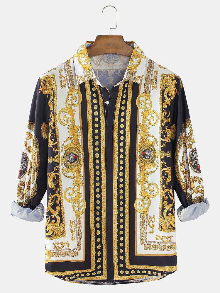 Fashionable Gold Print Luxury Print Shirt