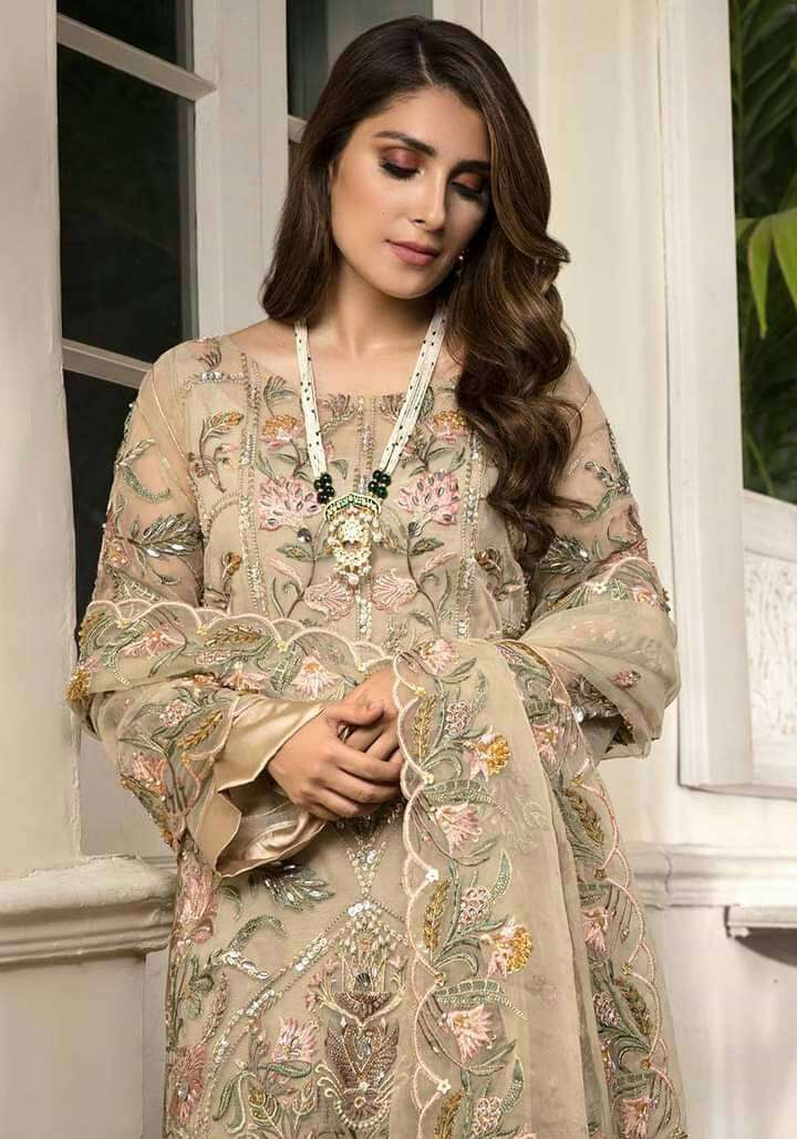 Pale Brown Heavy Embroidered Pakistani Style Suit