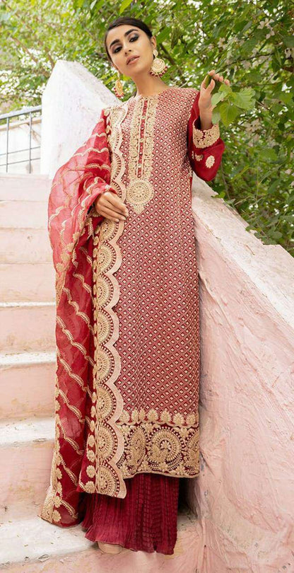 Red Long Indian Traditional Party Wear Suit