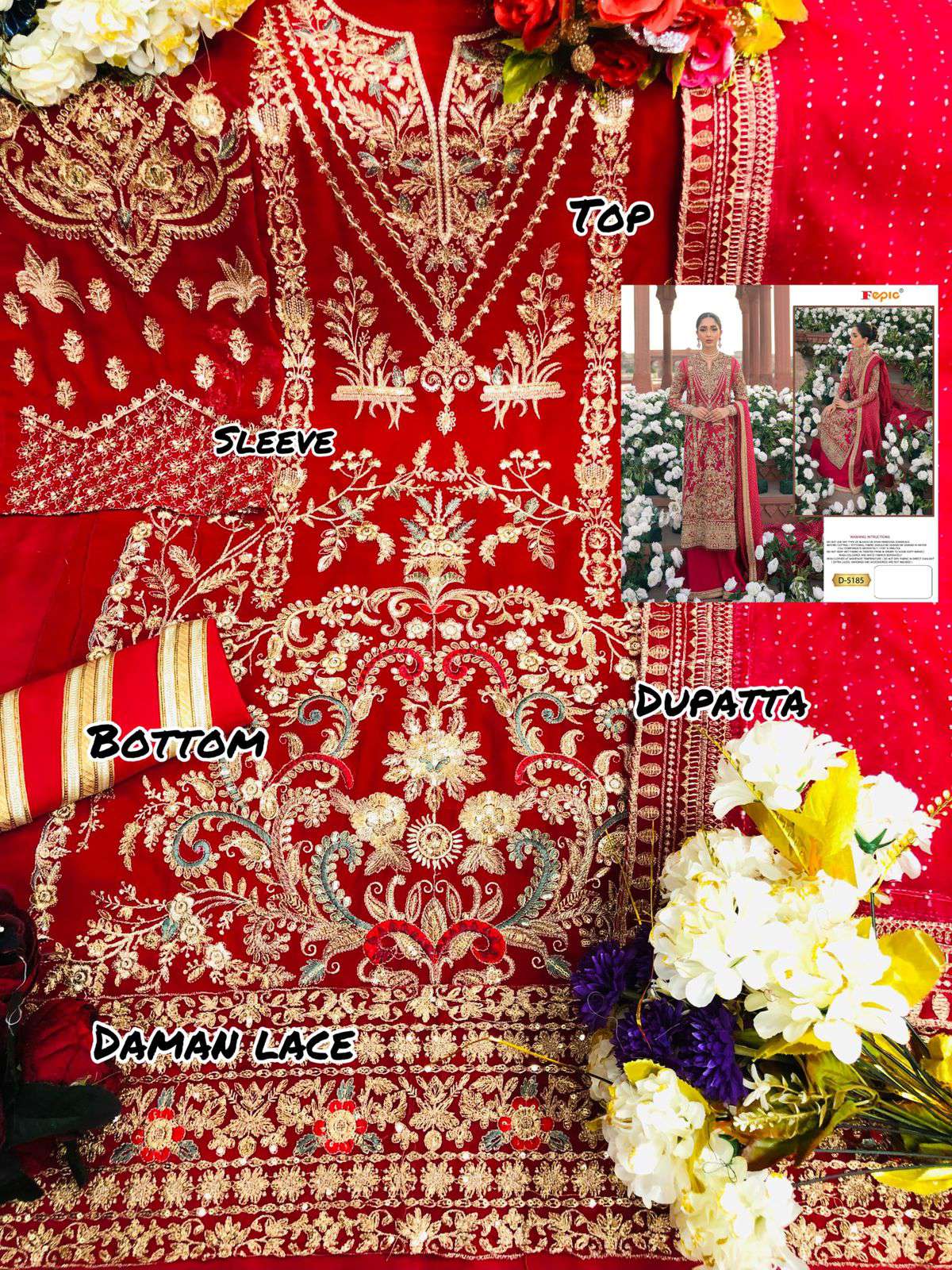 Red Long Party Wear Pakistani Suit