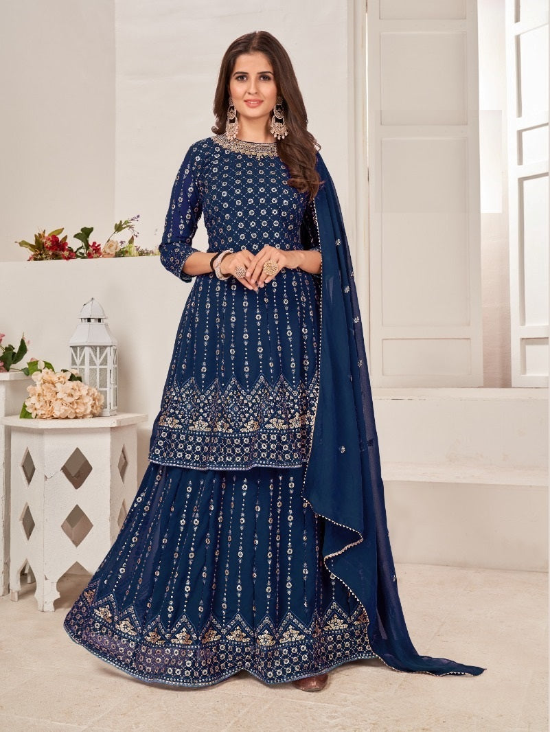 Bollywood Style Designer Slit Anarkali Lehenga-pant Suit Pakistani  Roka-nikah Party Wear Heavy Embroidery Worked Long Anarkali Dupatta Dress -  Etsy