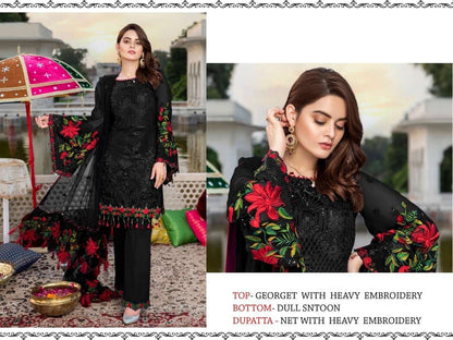 Black Color Georgette Heavy Embroidered Designer Party Wear Pakistani Style Suit