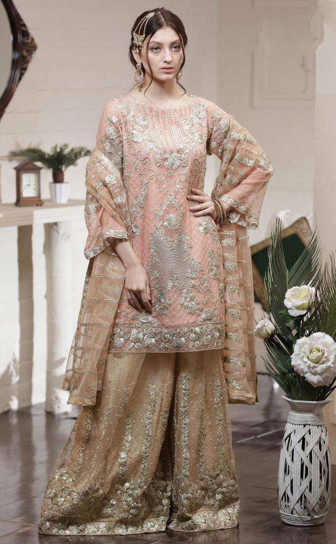 Peach Color Heavy Embroidered Designer Bridal Wear Pakistani Salwar Kameez Suits