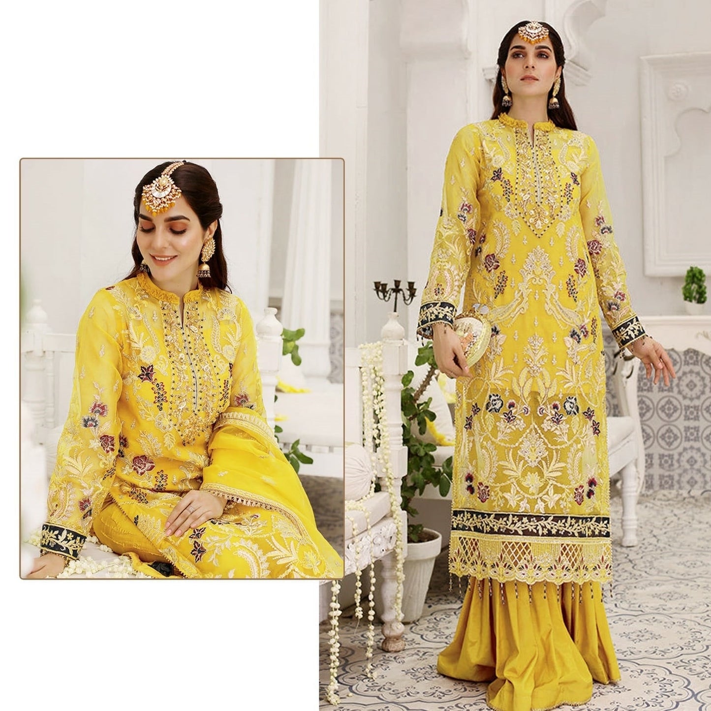 Yellow Sharara Elegant Paksitani Style Suit